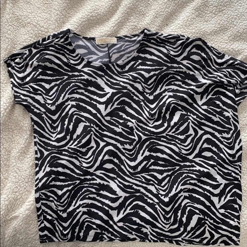 Off the Shoulder Michael Kors Zebra Print Blouse